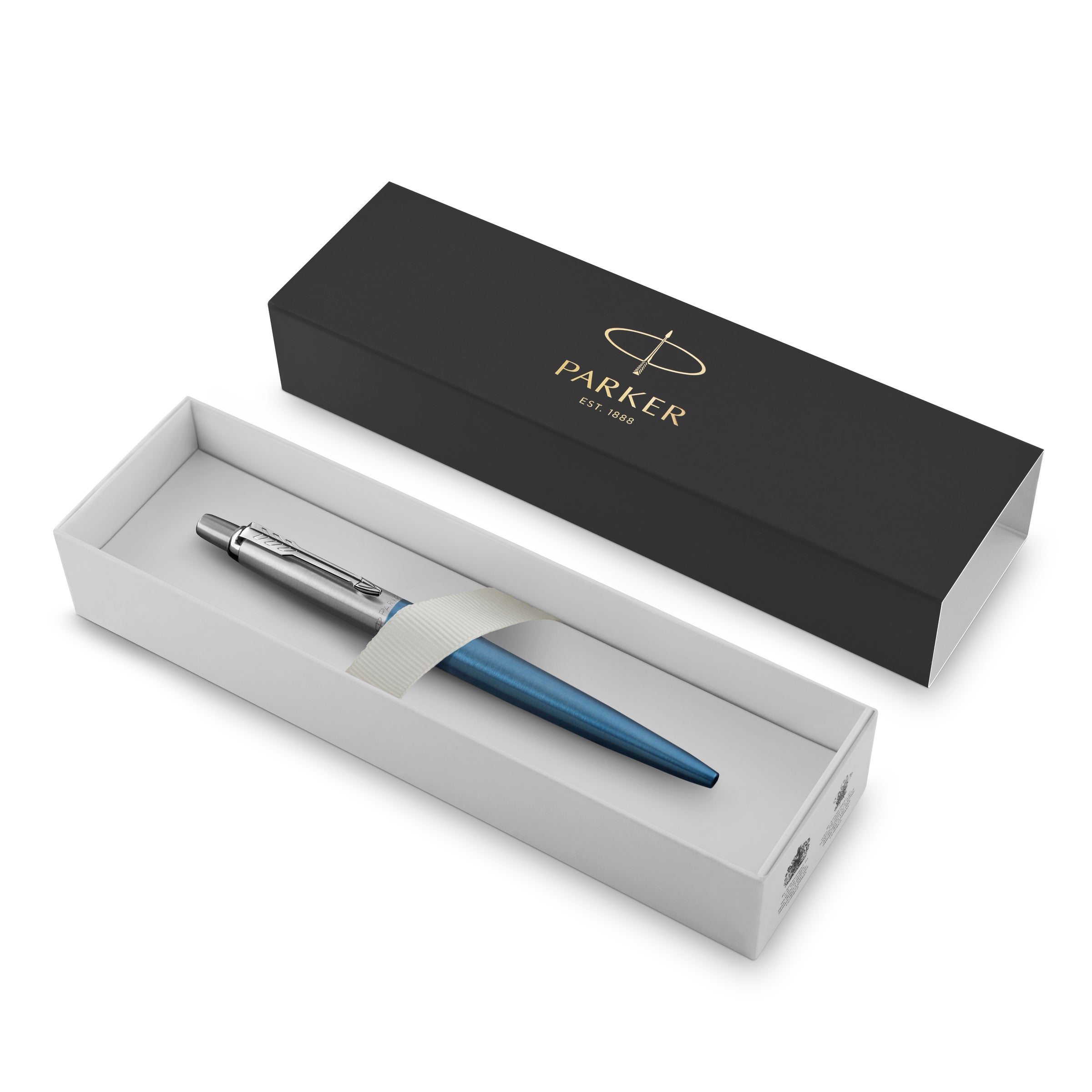 Parker Jotter Ballpoint Pen Waterloo Blue and Chrome Trim Medium Tip