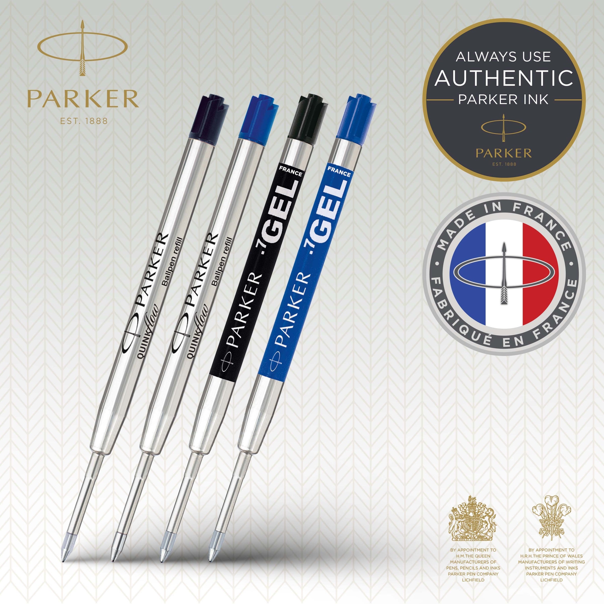 Parker Jotter Black Ballpoint and Blue Gel Refill Pack of 6
