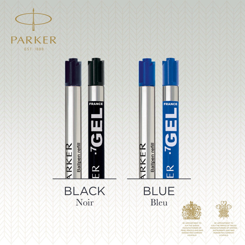 Parker Jotter Black Ballpoint and Blue Gel Refill Pack of 6