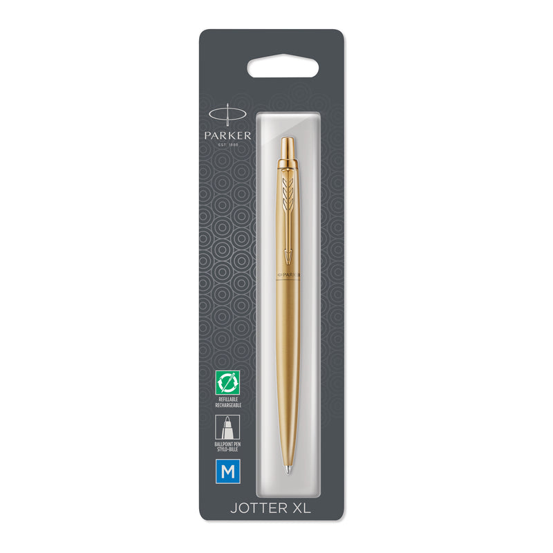 Parker Jotter XL Monochrome Ballpoint Pen Gold Gold Trim Medium Tip