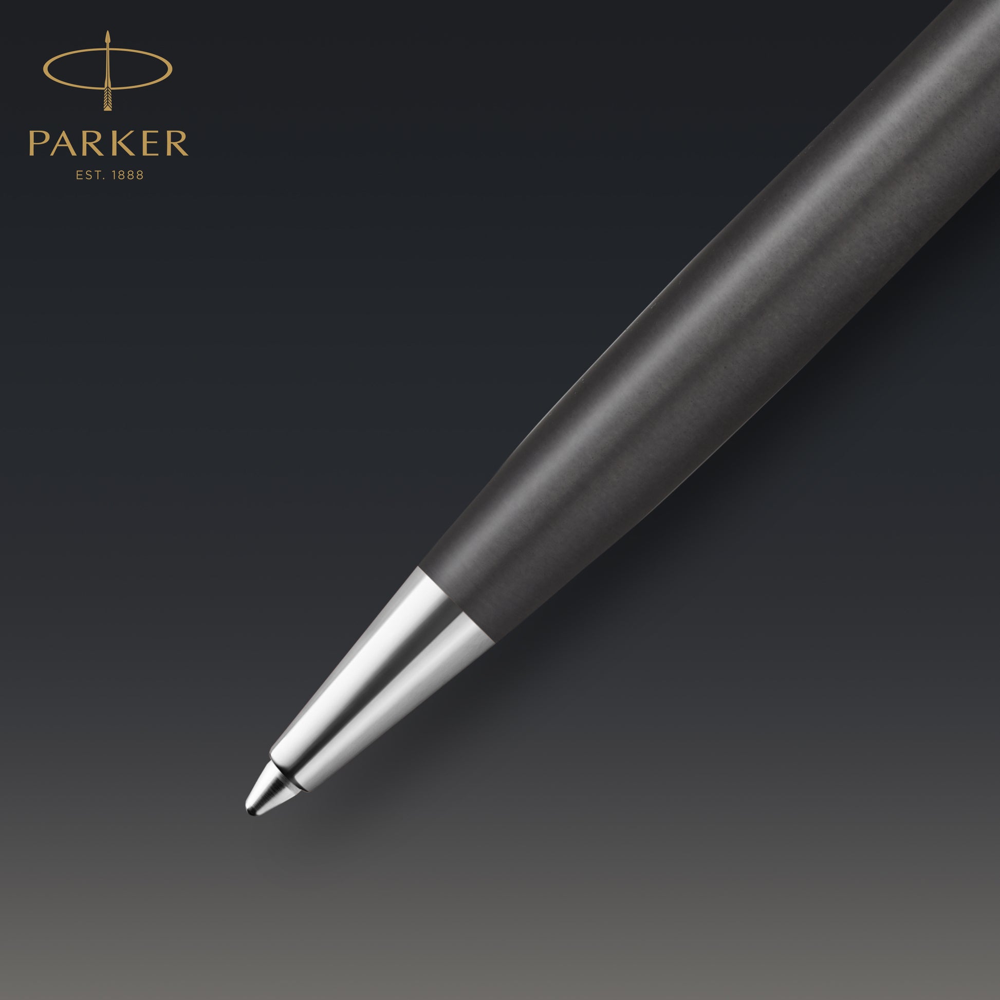 Parker Sonnet Premium Ballpoint Pen Metal Grey Lacquer and Rose Gold Trim Medium Tip