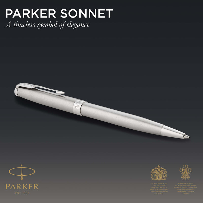 Parker Sonnet Ballpoint Pen Stainless Steel and Palladium Trim Medium Tip