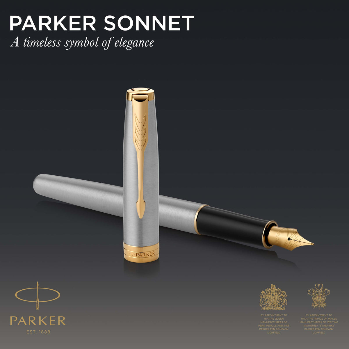Parker Sonnet Fountain Pen Stainless Steel and Gold Trim Medium Nib