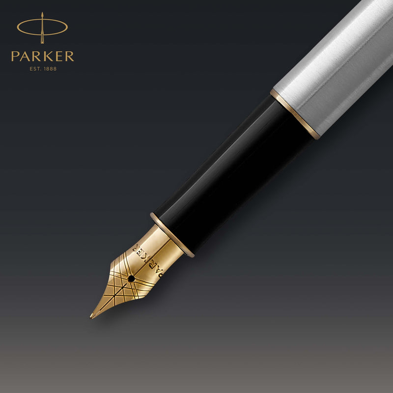 Parker Sonnet Fountain Pen Stainless Steel and Gold Trim Medium Nib