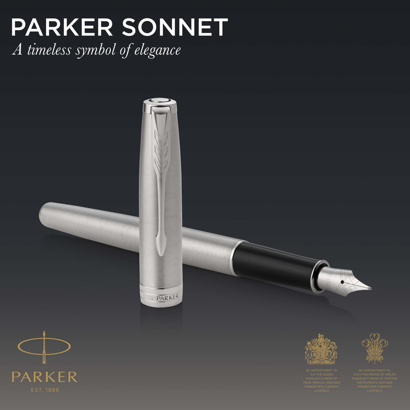 Parker Sonnet Fountain Pen Stainless Steel and Palladium Trim Medium Nib