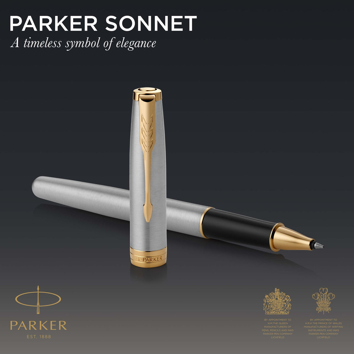 Parker Sonnet Rollerball Pen Stainless Steel and Gold Trim Fine Tip