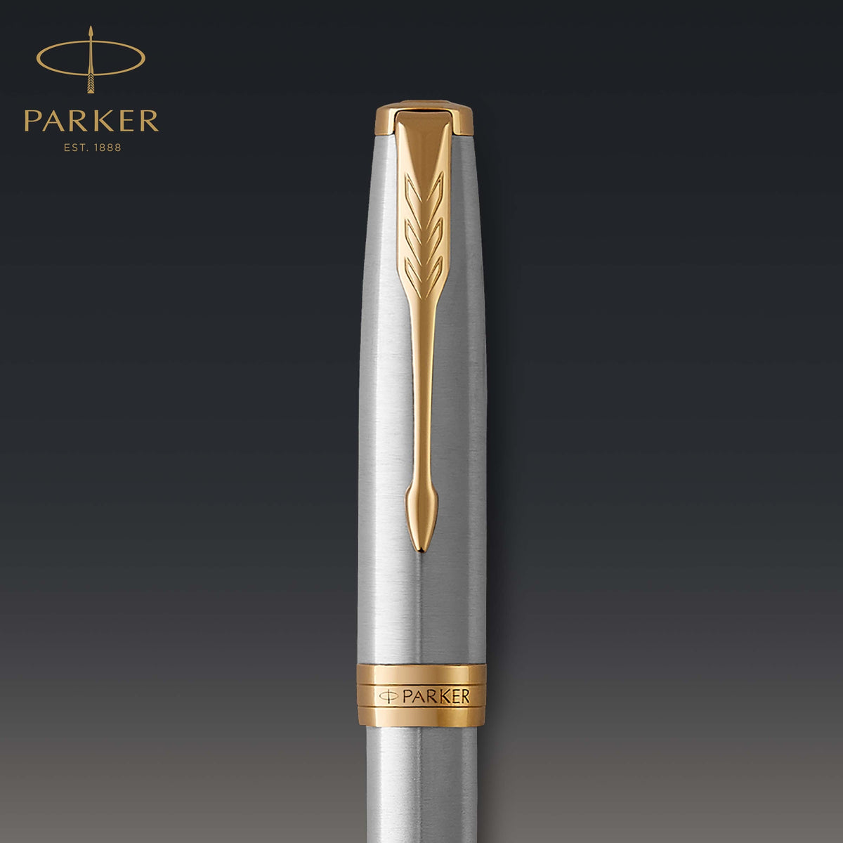 Parker Sonnet Rollerball Pen Stainless Steel and Gold Trim Fine Tip