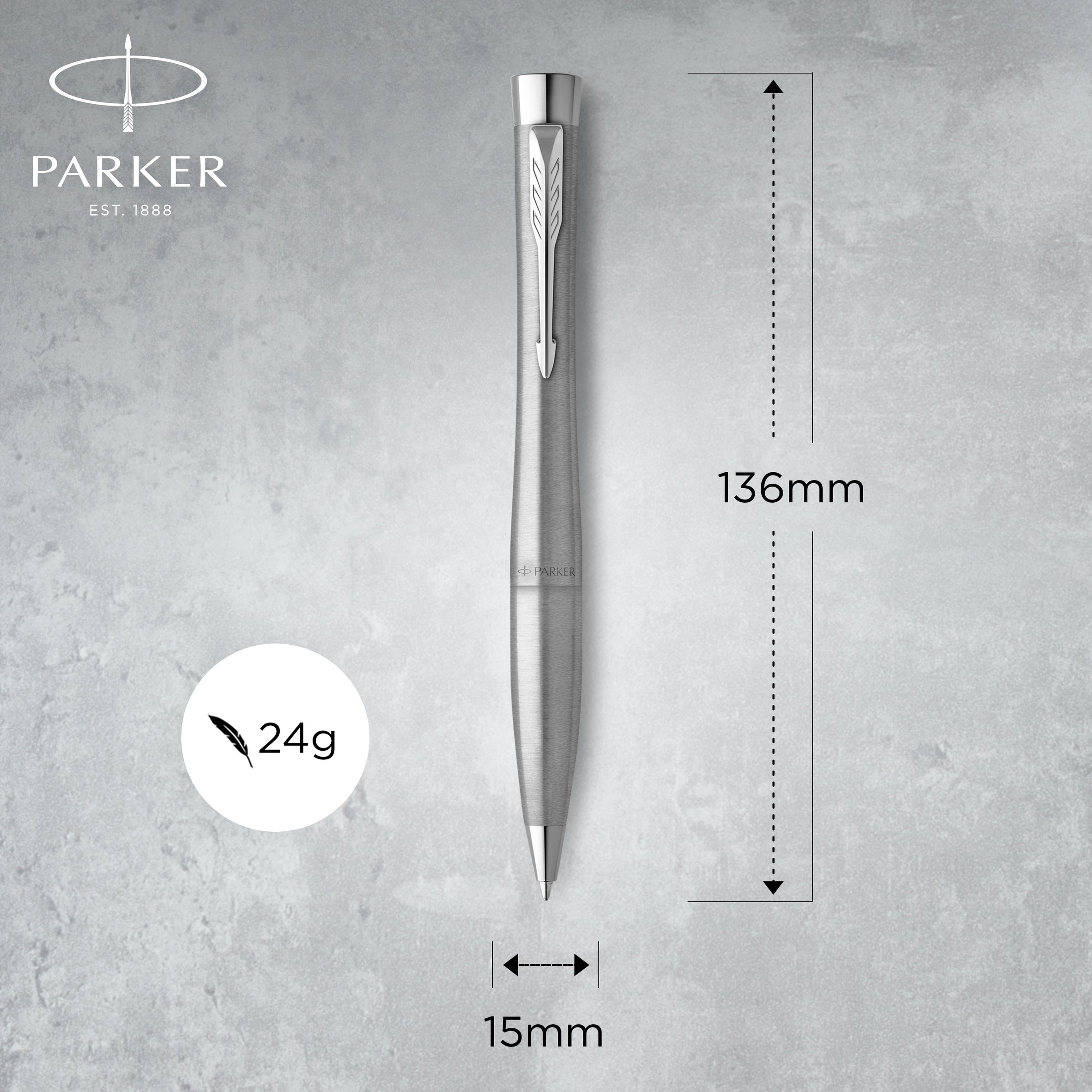Parker Urban Twist Ballpoint Pen Metro Metallic Chrome Trim Medium Tip