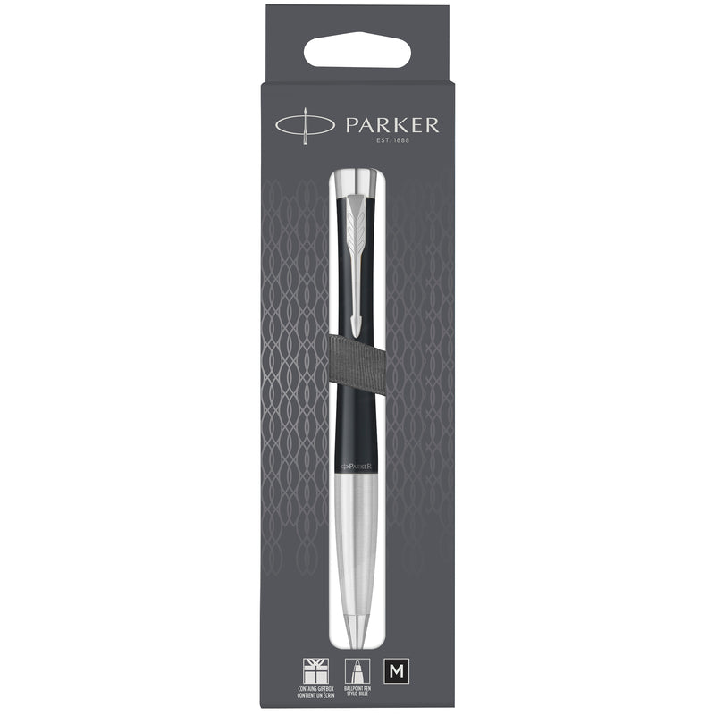 Parker Urban Twist Ballpoint Pen Muted Black Lacquer Chrome Trim Medium Tip