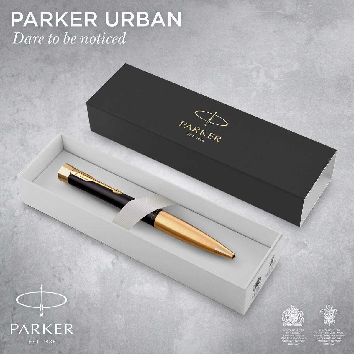Parker Urban Twist Ballpoint Pen Muted Black Lacquer and Gold Trim Medium Tip