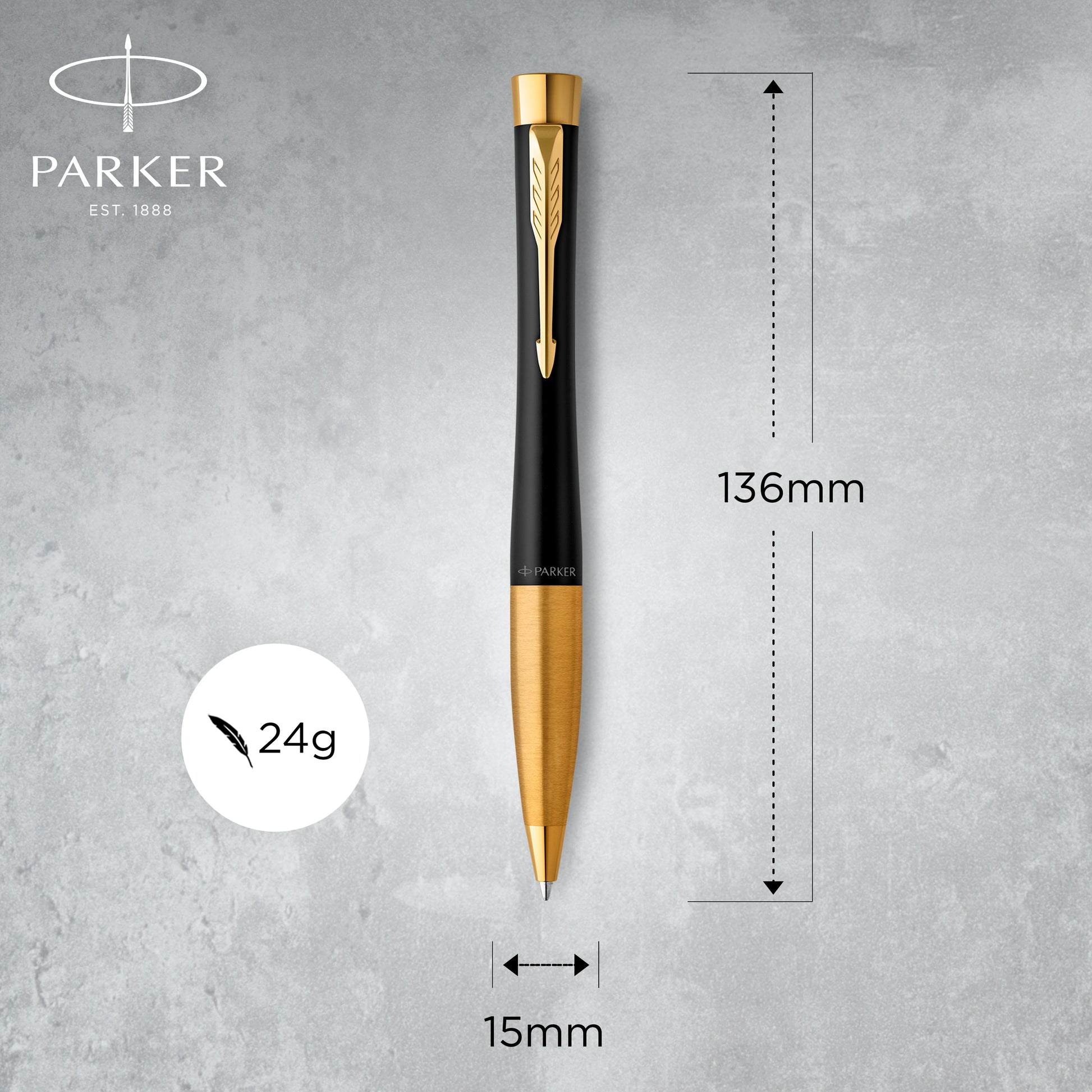 Parker Urban Twist Ballpoint Pen Muted Black Lacquer and Gold Trim Medium Tip