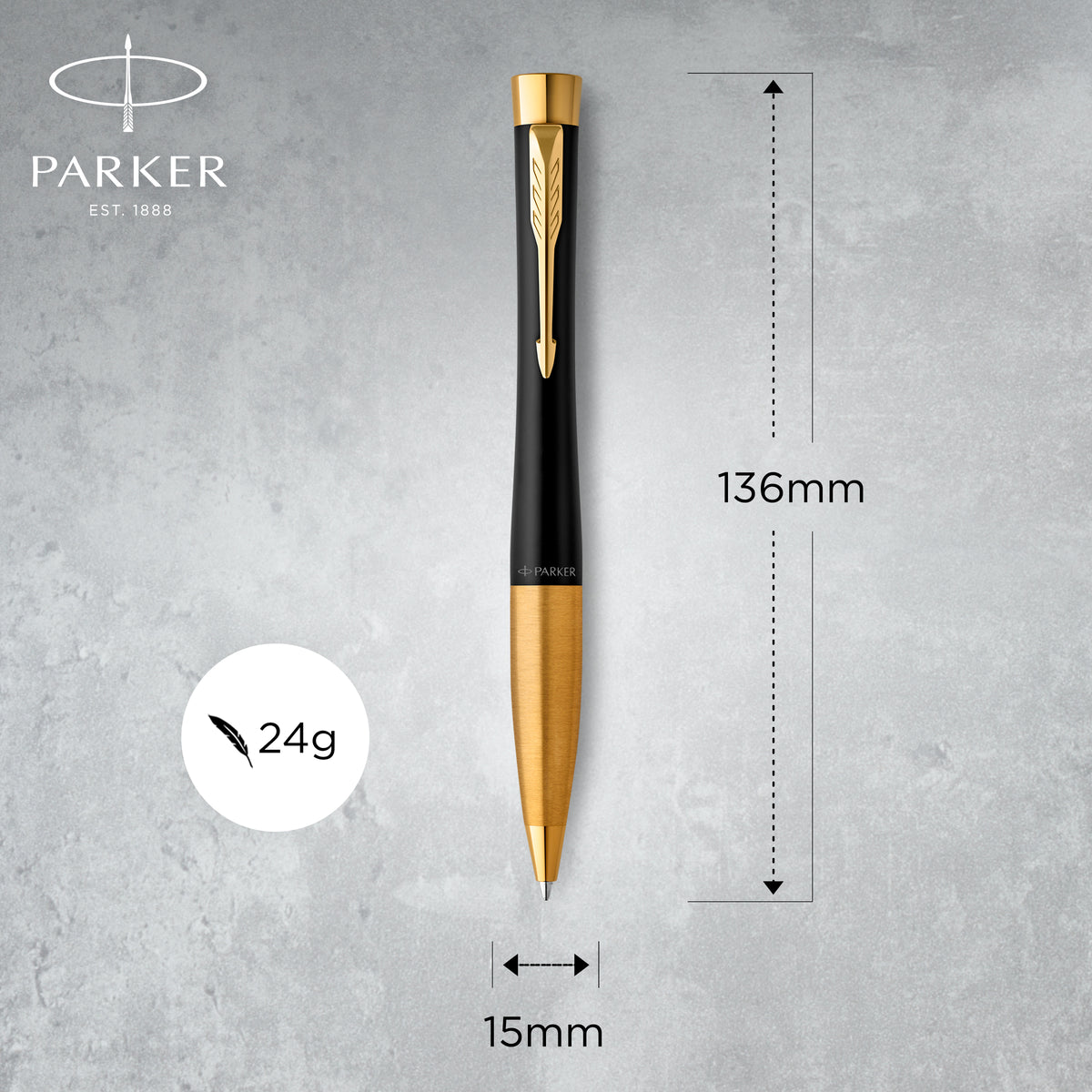 Parker Urban Twist Ballpoint Pen Muted Black Lacquer and Gold Trim Medium Tip