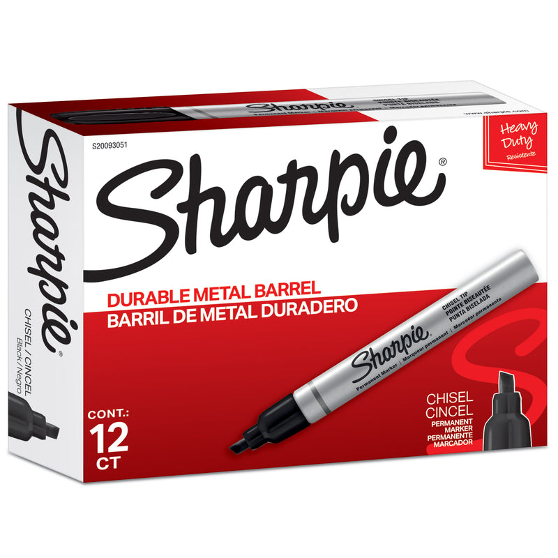 Sharpie Metal Permanent Marker Chisel Tip Black - Box of 12 - 3D view
