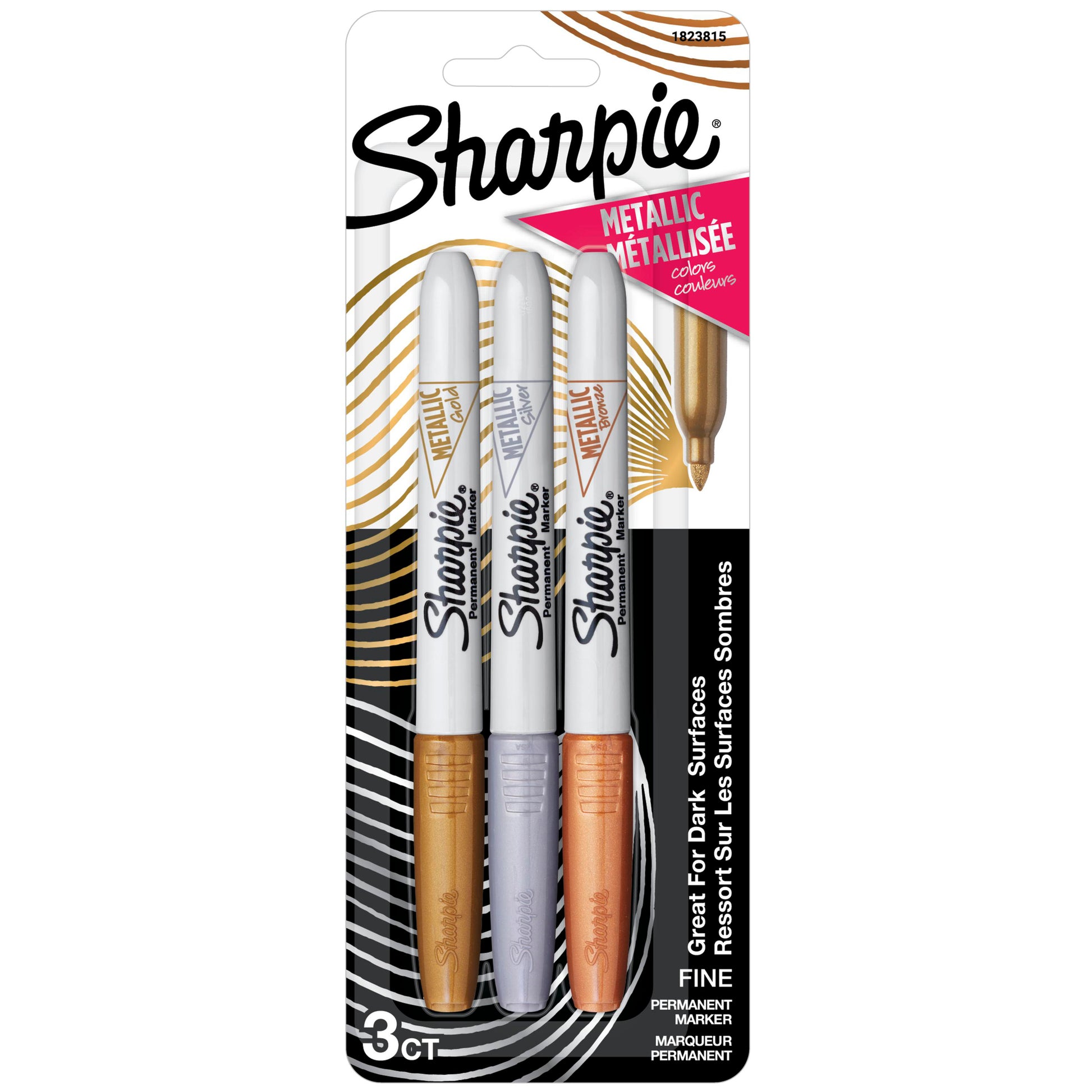 Sharpie Metallic Fine Point Permanent Markers Assorted - Pack of 3 - product image