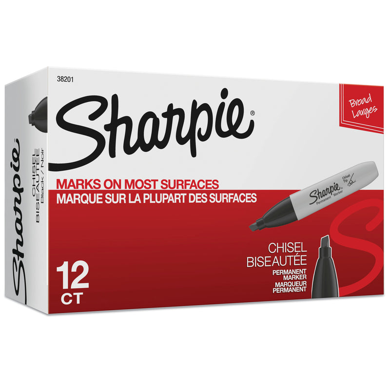 Sharpie Chisel Tip Permanent Marker Black - Box of 12 - 3D view
