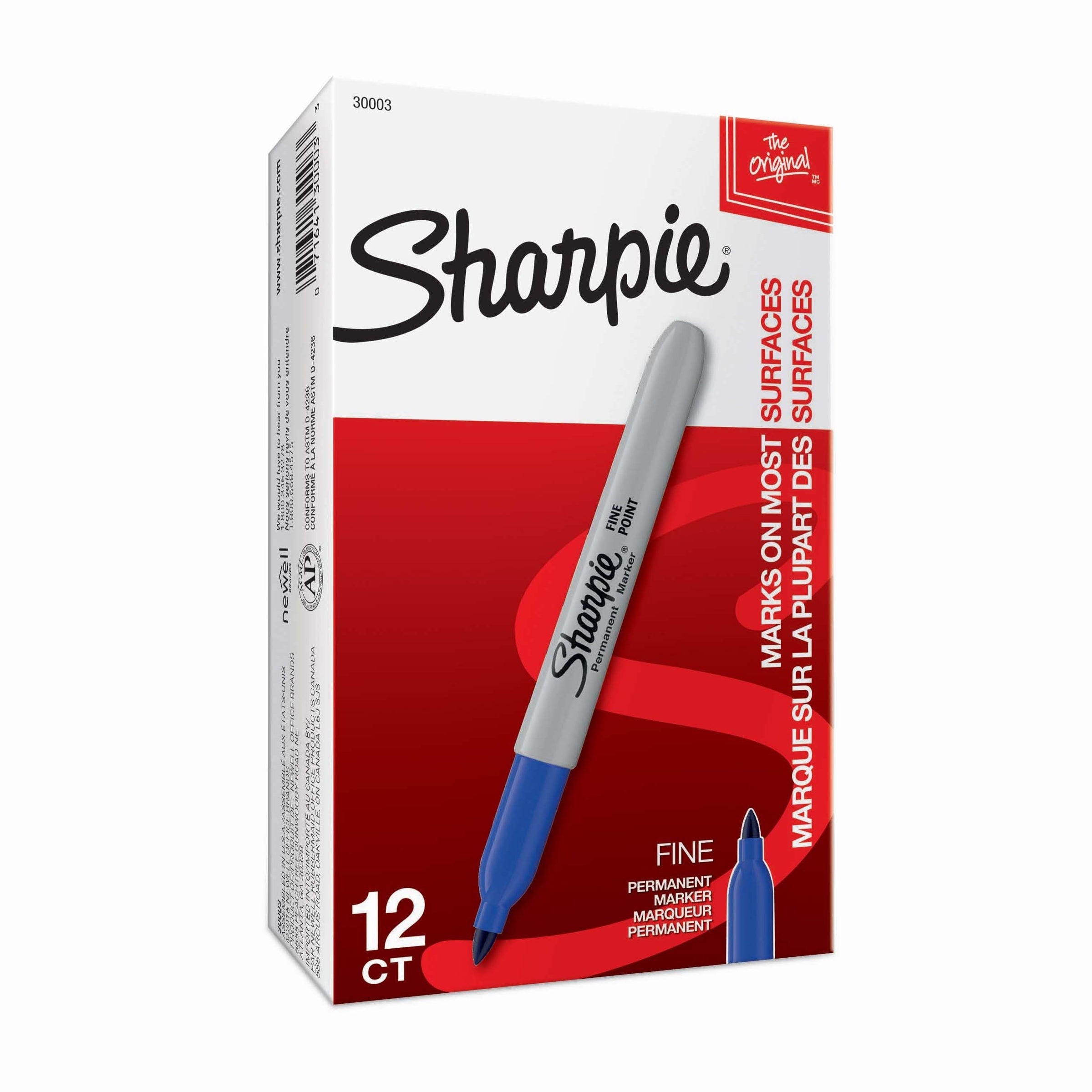 Sharpie Fine Point Permanent Marker Blue - Box of 12 - 3D view