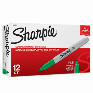 Sharpie Fine Point Permanent Marker Green - Pack of 12 - 3D view