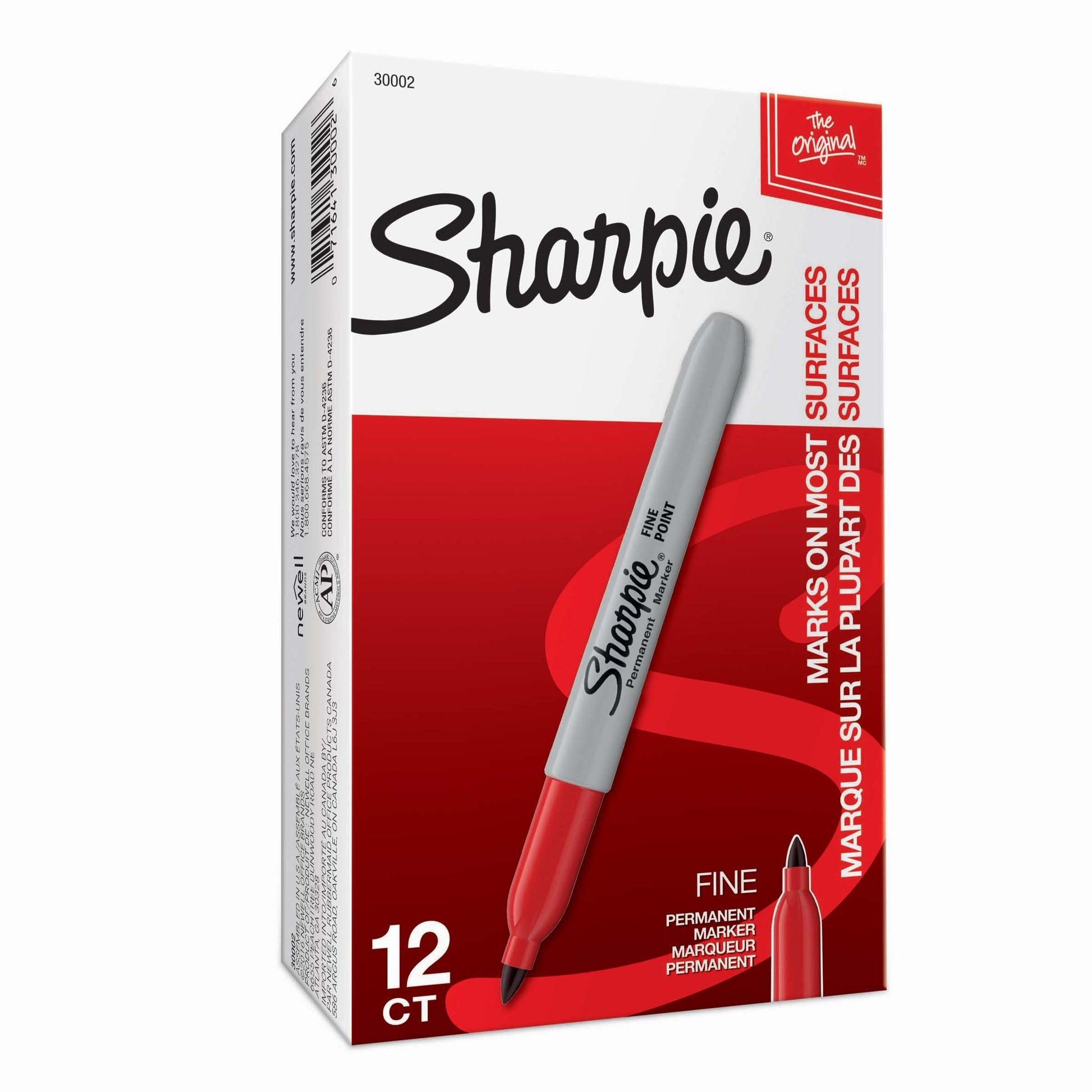 Sharpie Fine Point Permanent Marker Red - Box of 12 - 3D view