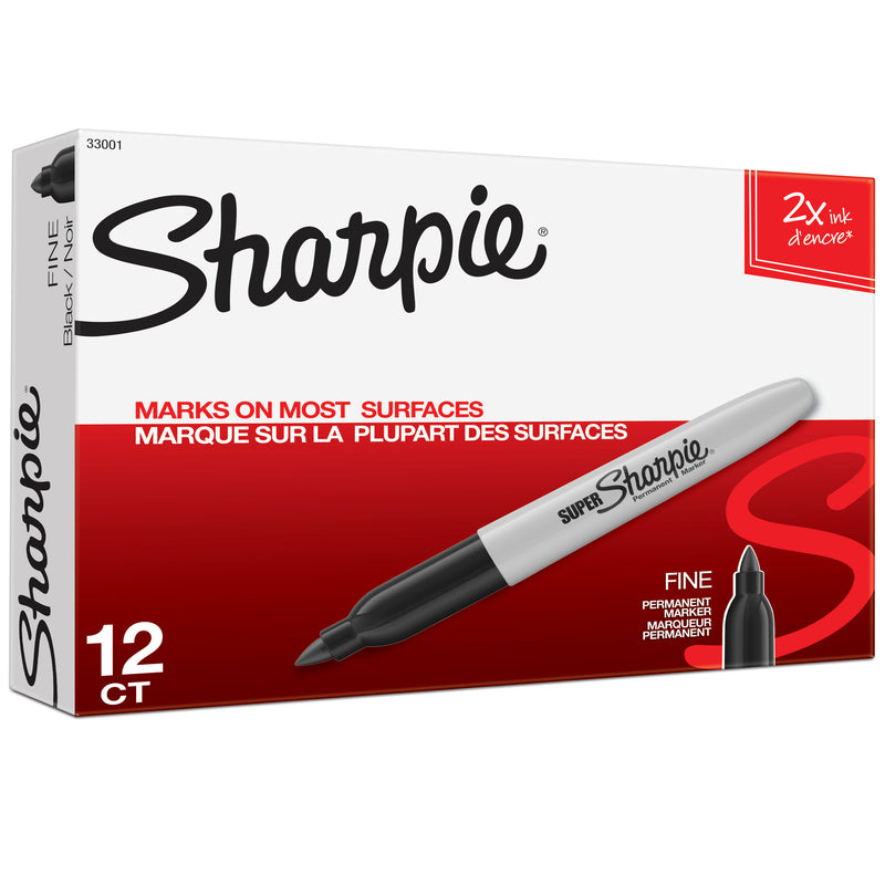 Sharpie Super Fine Point Permanent Marker Black - Box of 12 - 3D view