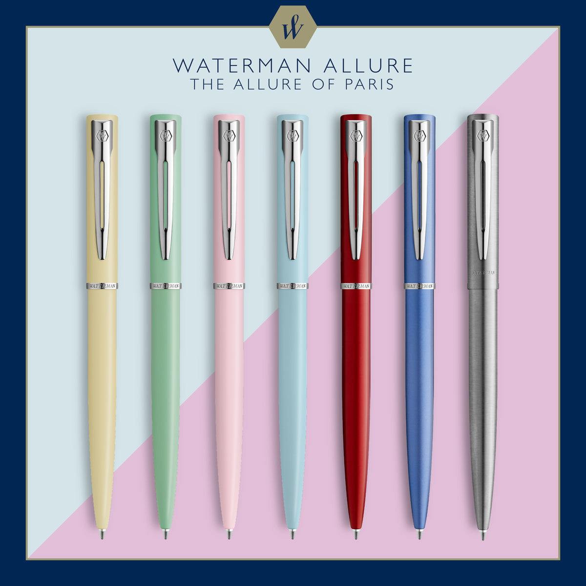 Waterman Allure Chrome Chrome Trim Ballpoint Pen in Blister Pack