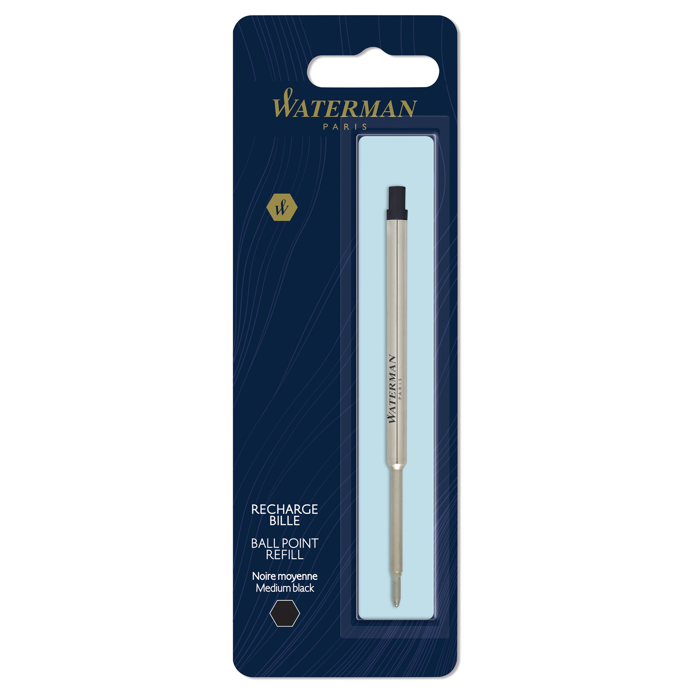 Waterman Ballpoint Refill Medium Black in Blister Pack