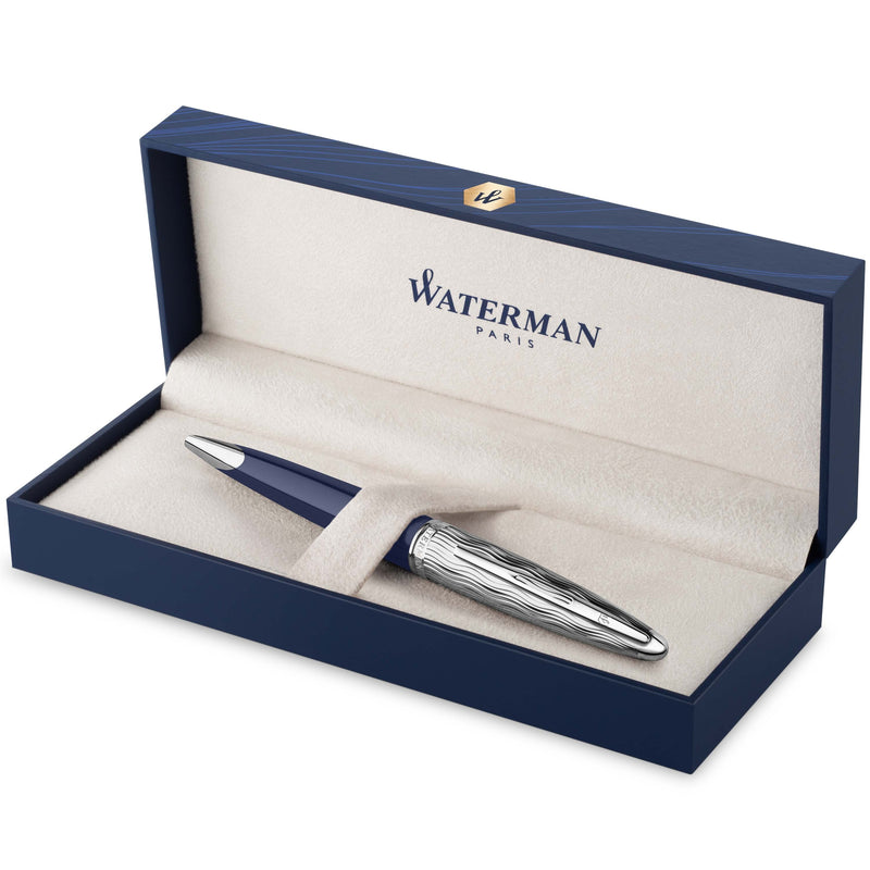 Waterman Carene Metal and Blue Lacquer Palladium Trim Ballpoint Pen Medium Tip