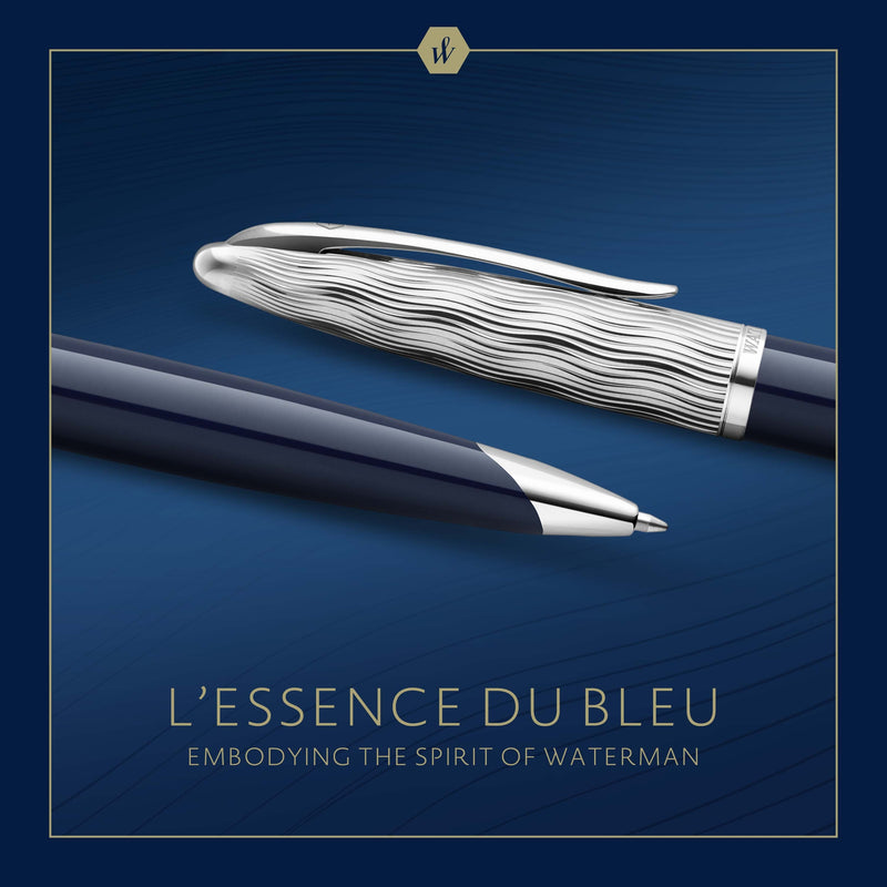 Waterman Carene Metal and Blue Lacquer Palladium Trim Ballpoint Pen Medium Tip
