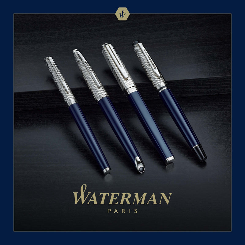 Waterman Carene Metal and Blue Lacquer Palladium Trim Ballpoint Pen Medium Tip