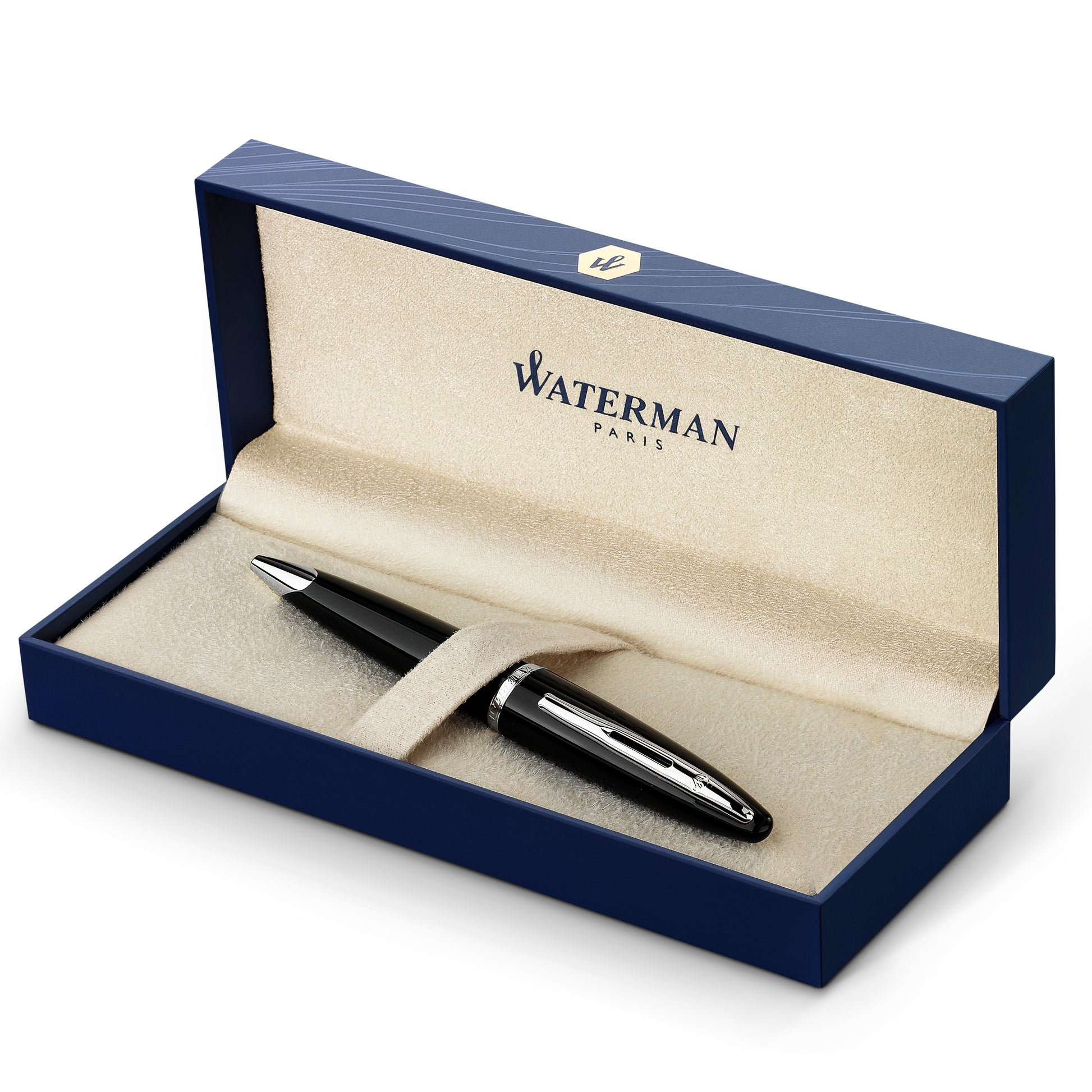 Waterman Carene Black Sea Silver Trim Ballpoint Pen in Box
