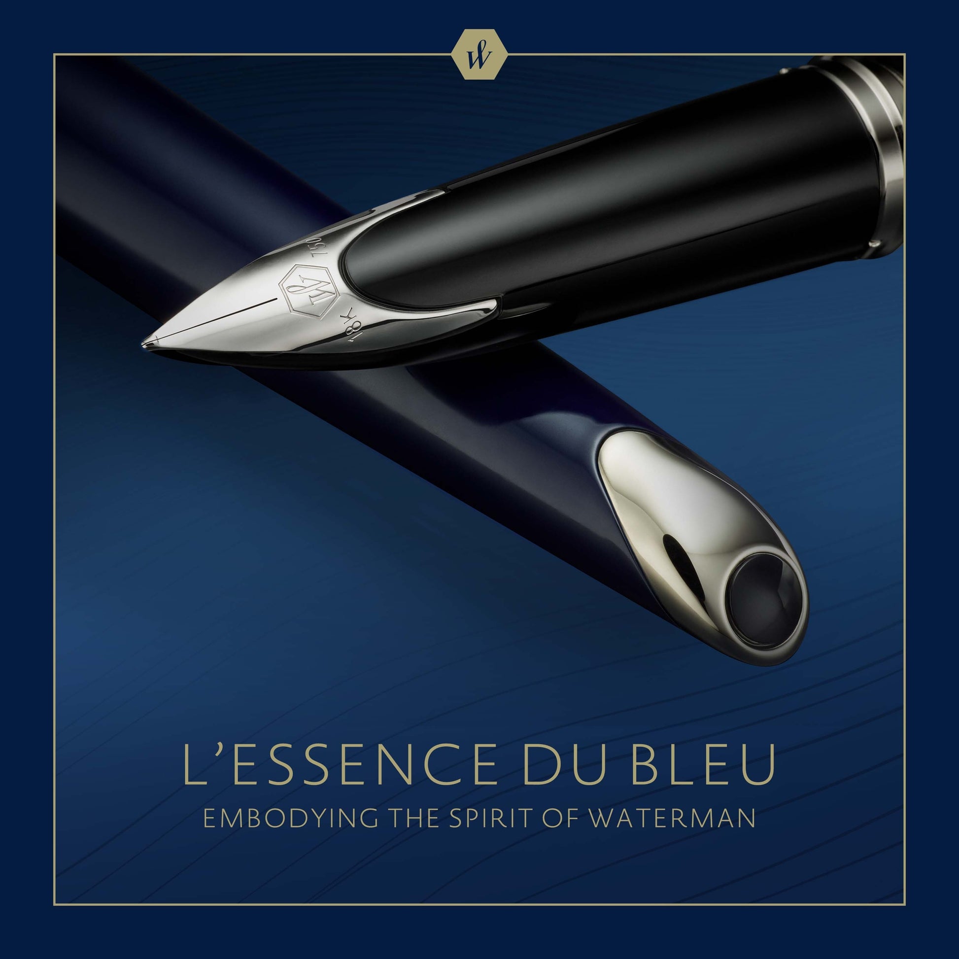 Waterman Carene Metal and Blue Lacquer Palladium Trim Fountain Pen Medium Nib