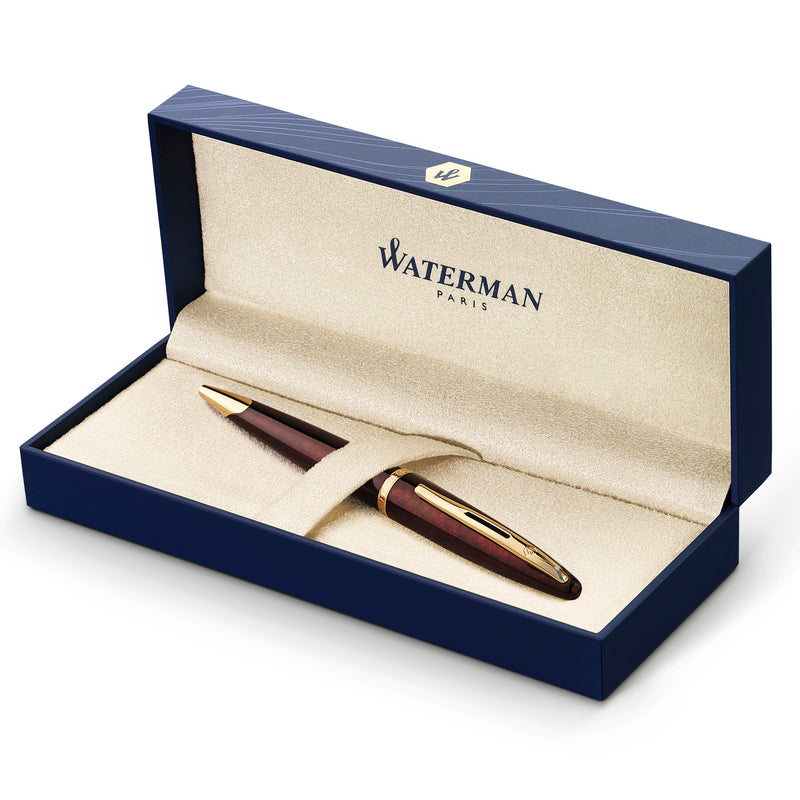 Waterman Carene Marine Amber Gold Trim Ballpoint Pen in Box
