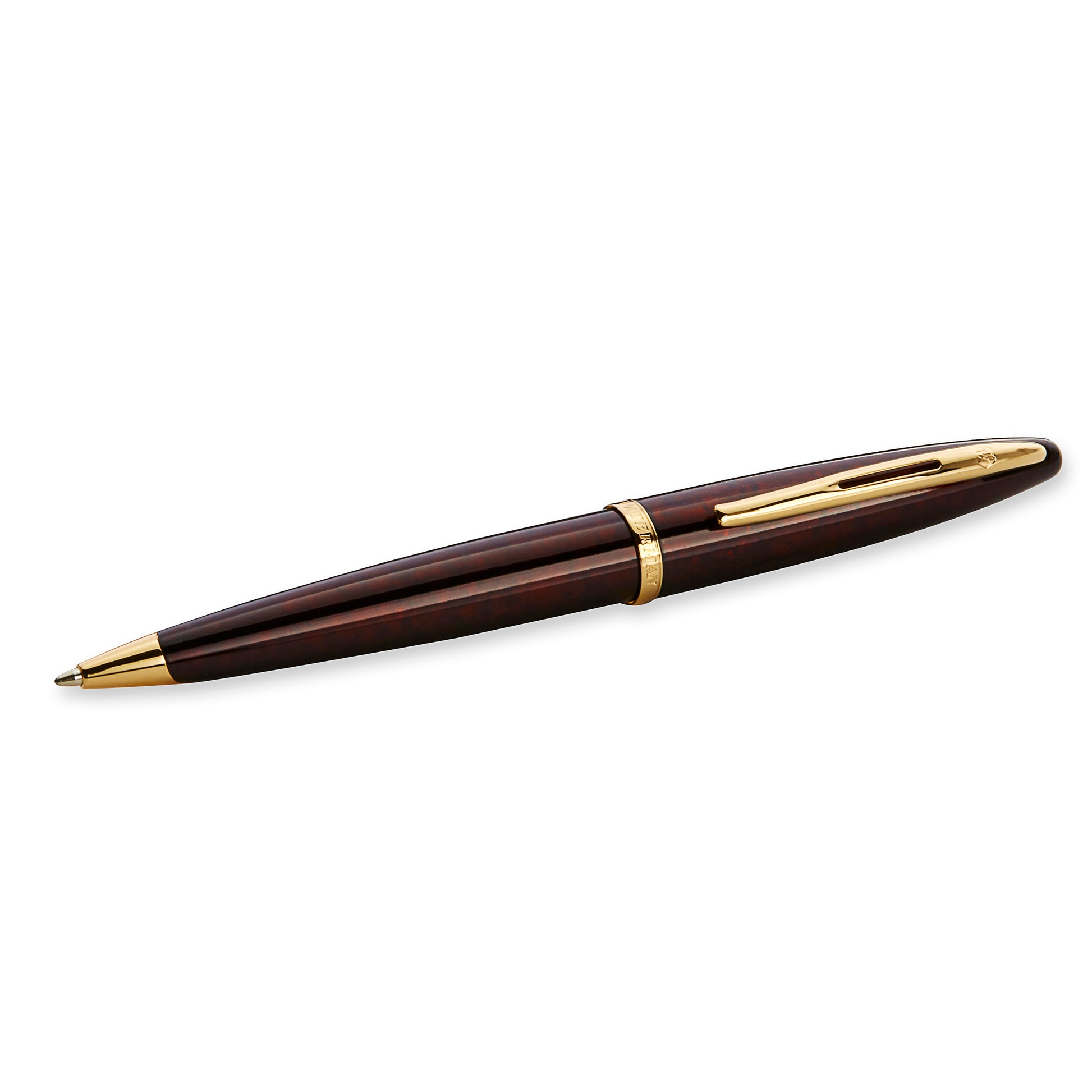 Waterman Carene Marine Amber Gold Trim Ballpoint Pen in Box