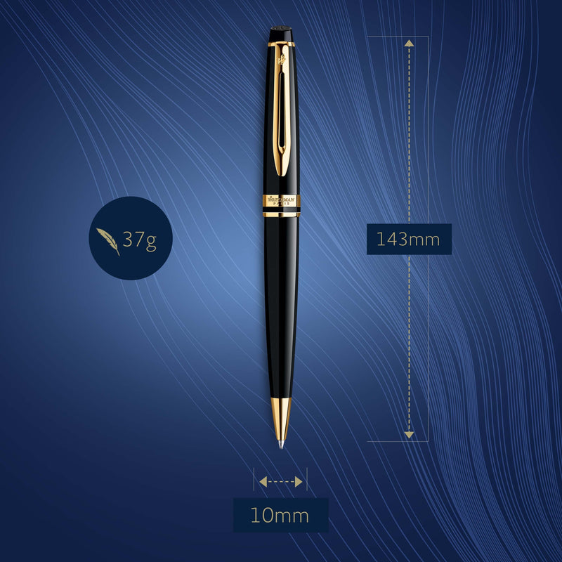 Waterman Expert Black Gold Trim Ballpoint Pen Medium Tip