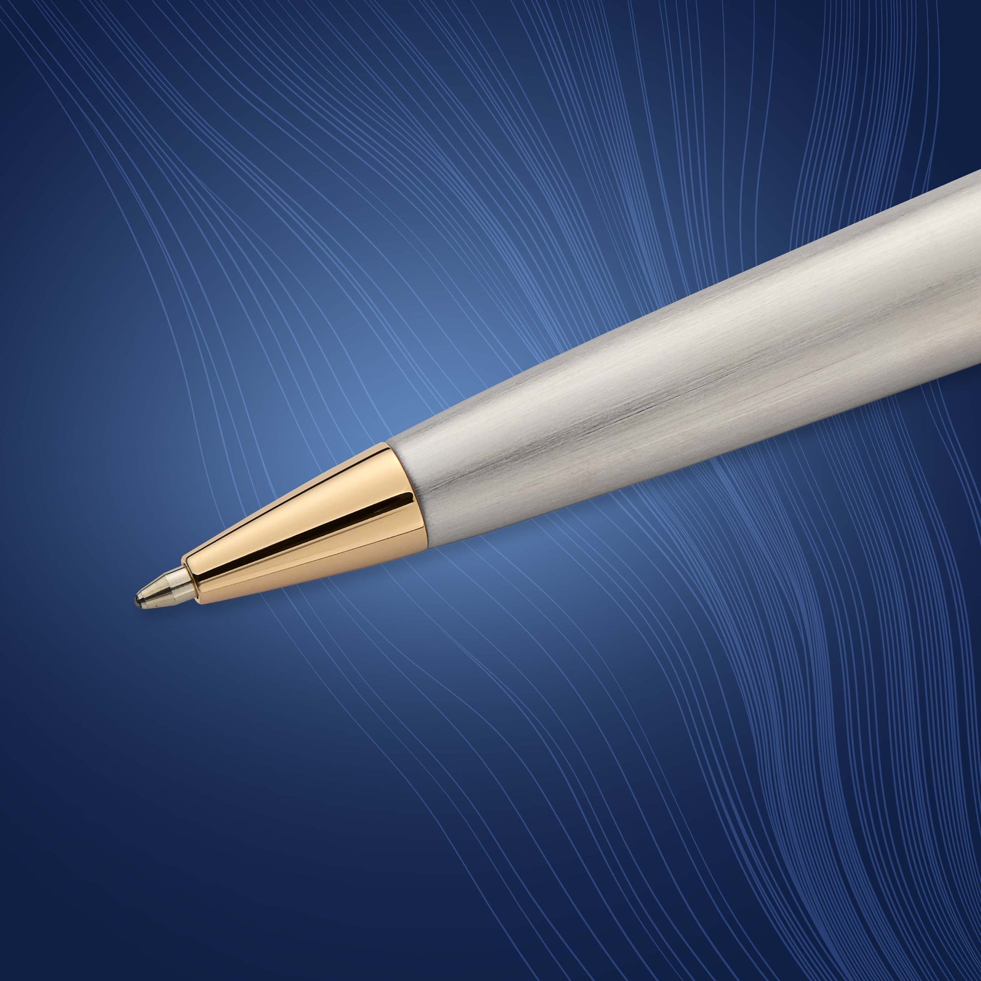 Waterman Expert Stainless Steel Gold Trim Ballpoint Pen in Box