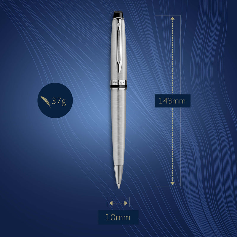Waterman Expert Stainless Steel Chrome Trim Ballpoint Pen in Box
