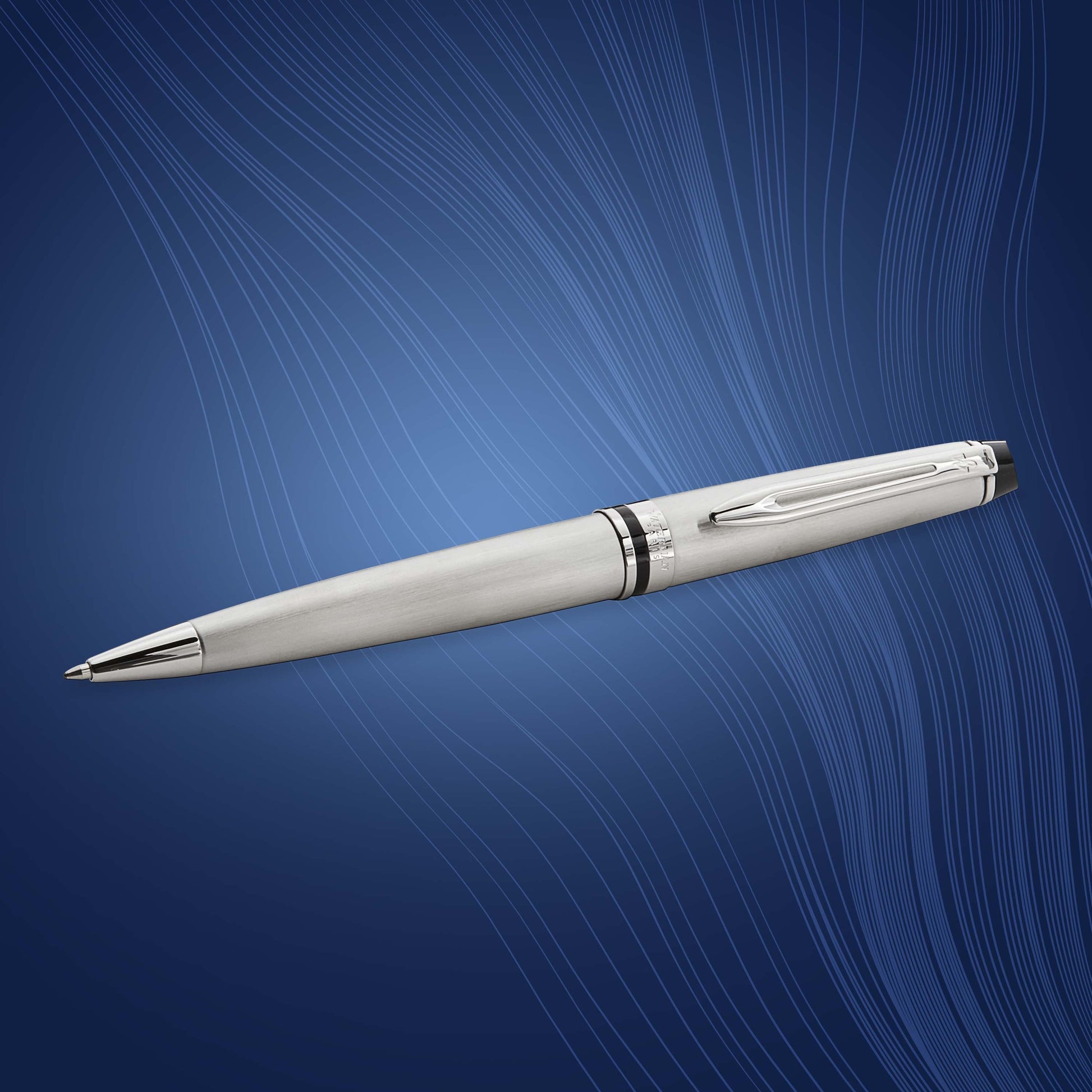 Waterman Expert Stainless Steel Chrome Trim Ballpoint Pen in Box