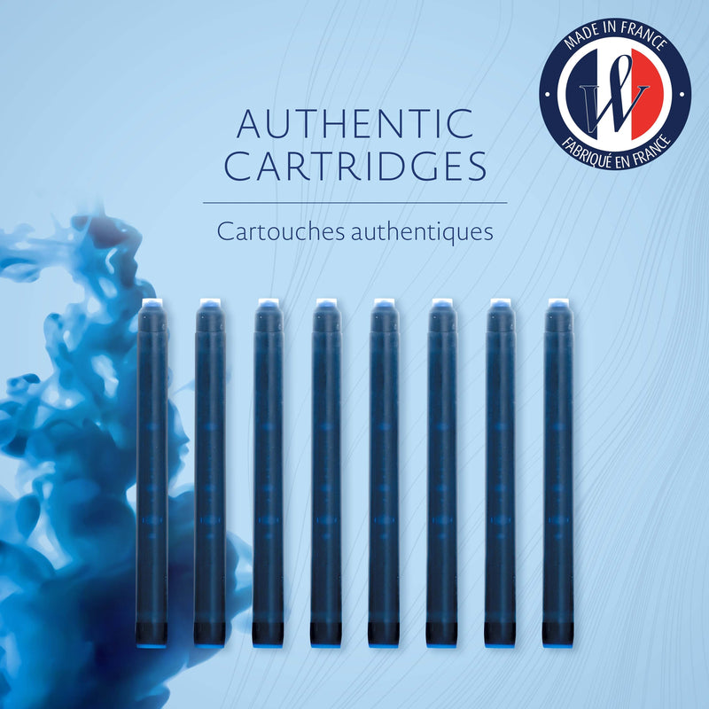 Waterman Fountain Pen Serenity Blue Long Cartridges 8 Pack in Blister Pack