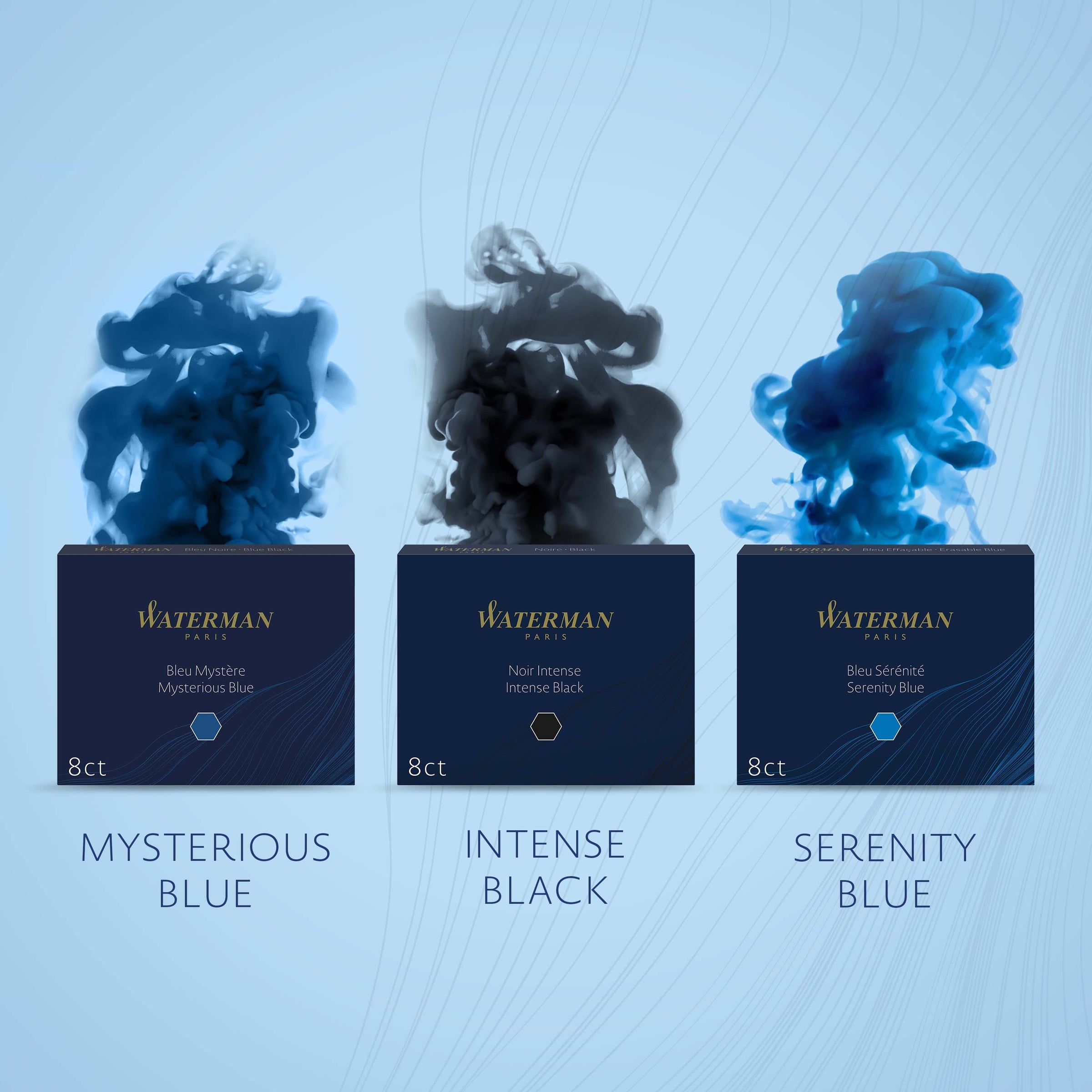 Waterman Fountain Pen Serenity Blue Long Cartridges 8 Pack in Blister Pack