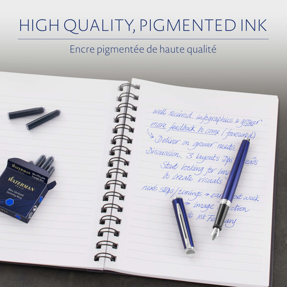 Waterman Fountain Pen Cartridges Flo Blue 6 Pack in Box