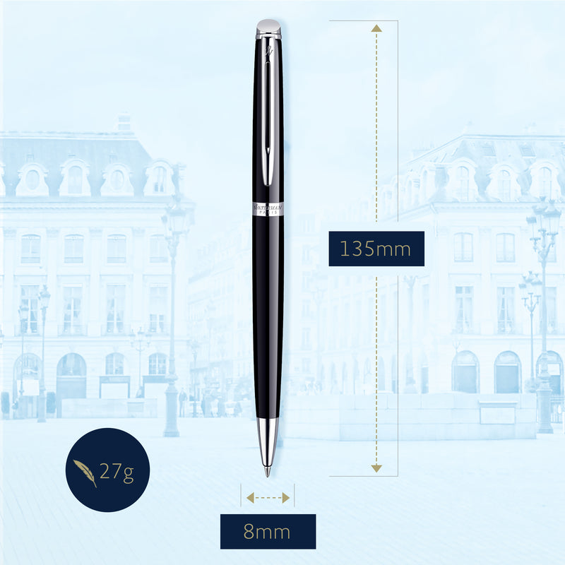 Waterman Hemisphere Black Lacquer Chrome Trim Ballpoint Pen in Box