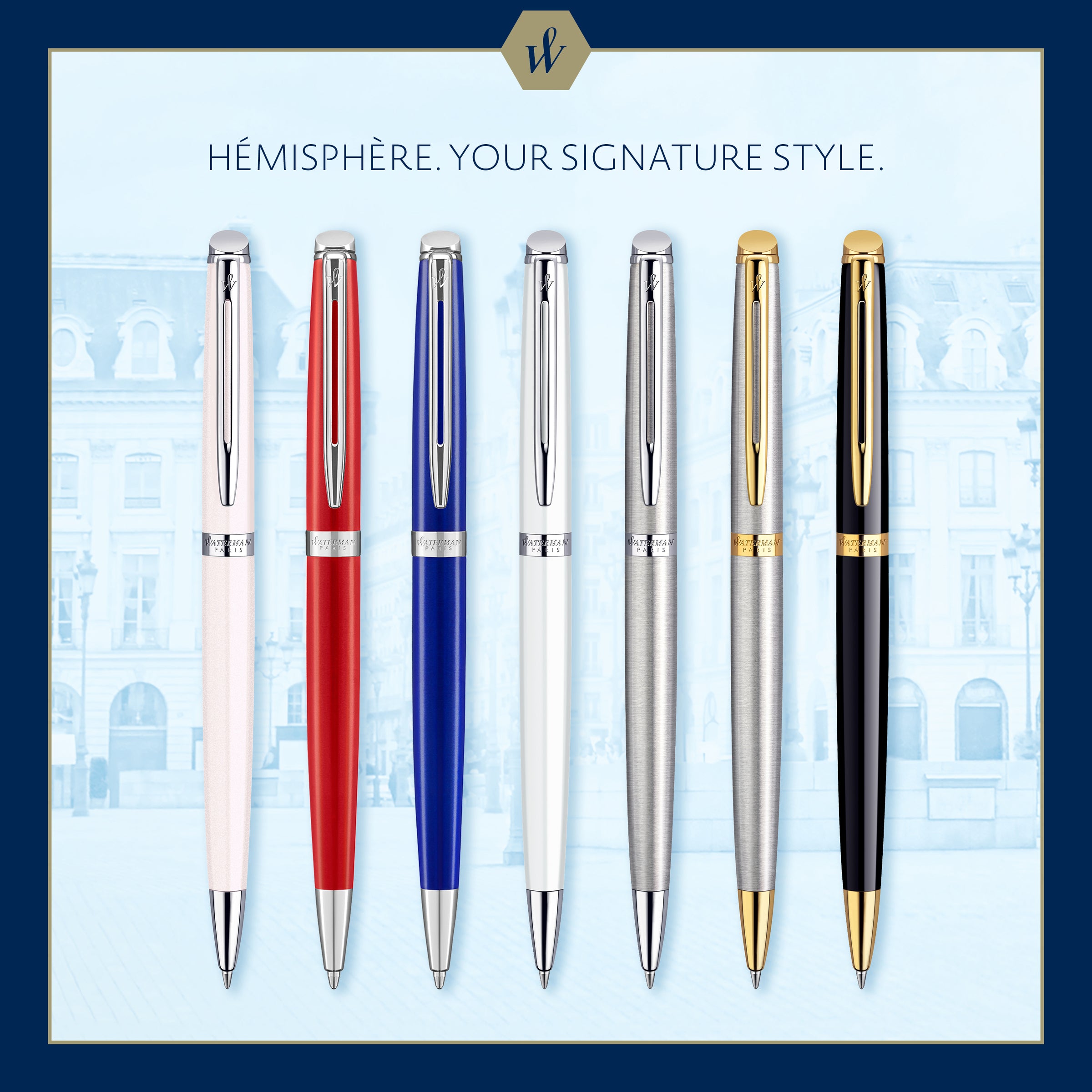 Waterman Hemisphere Black Lacquer Chrome Trim Ballpoint Pen in Box