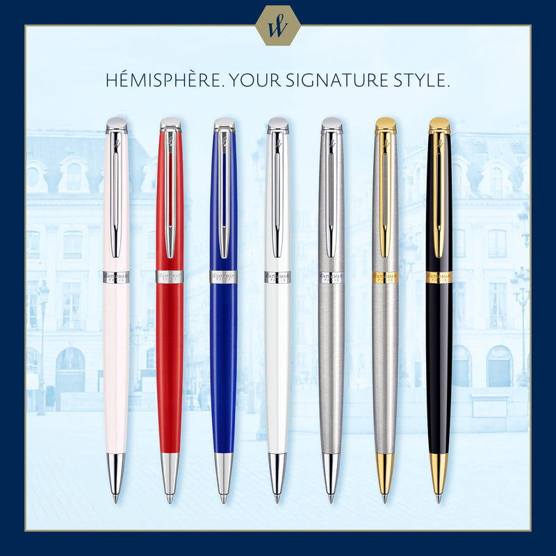 Waterman Hemisphere Black Lacquer Chrome Trim Ballpoint Pen in Box