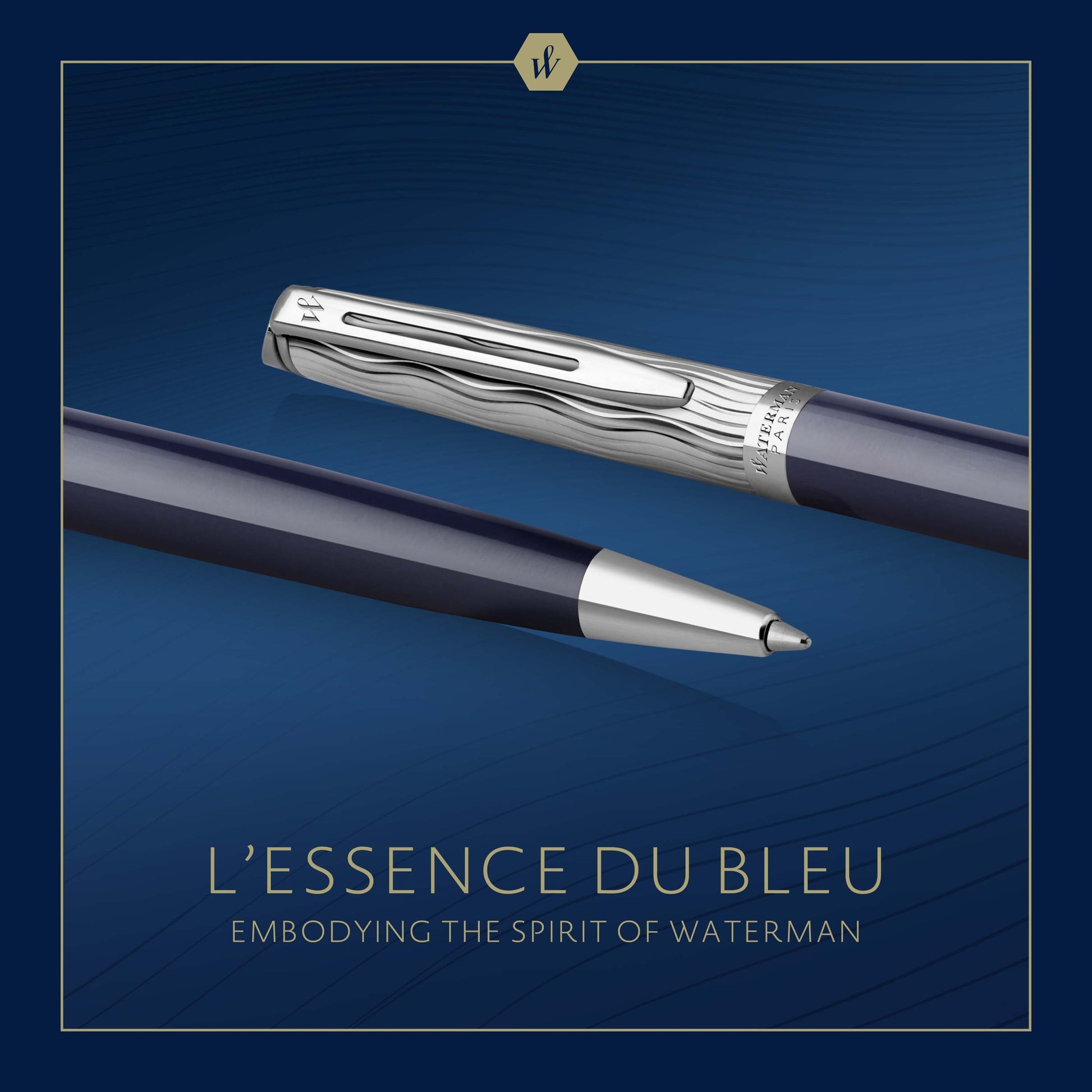 Waterman Hemisphere Metal and Blue Lacquer Palladium Trim Ballpoint Pen Medium Tip