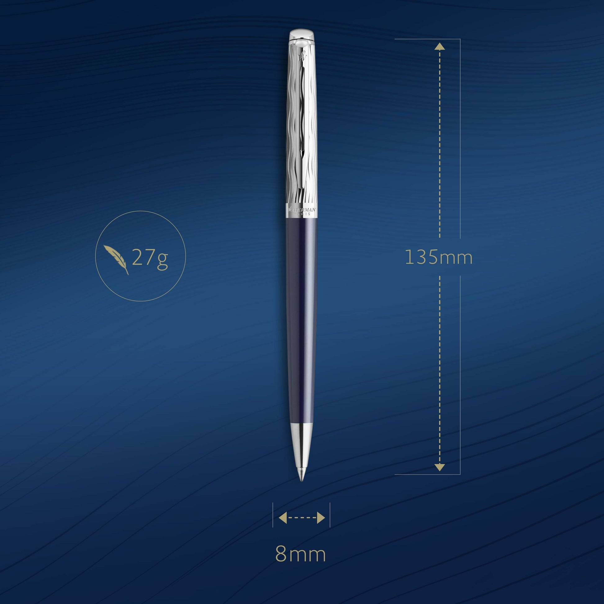Waterman Hemisphere Metal and Blue Lacquer Palladium Trim Ballpoint Pen Medium Tip