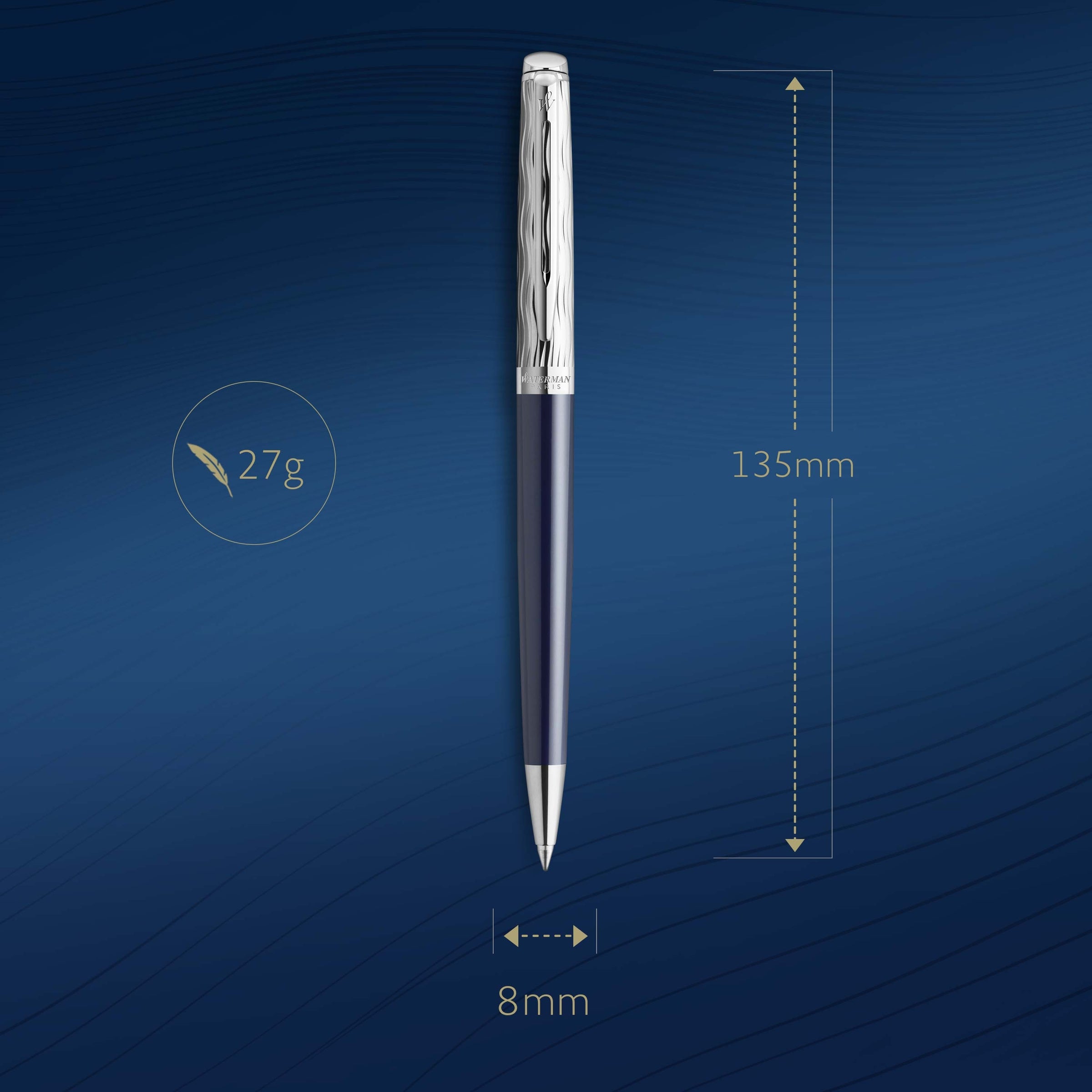 Waterman Hemisphere Metal and Blue Lacquer Palladium Trim Ballpoint Pen Medium Tip