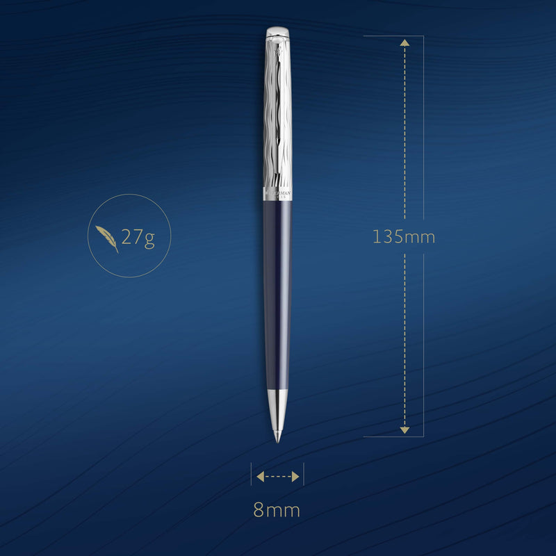 Waterman Hemisphere Metal and Blue Lacquer Palladium Trim Ballpoint Pen Medium Tip
