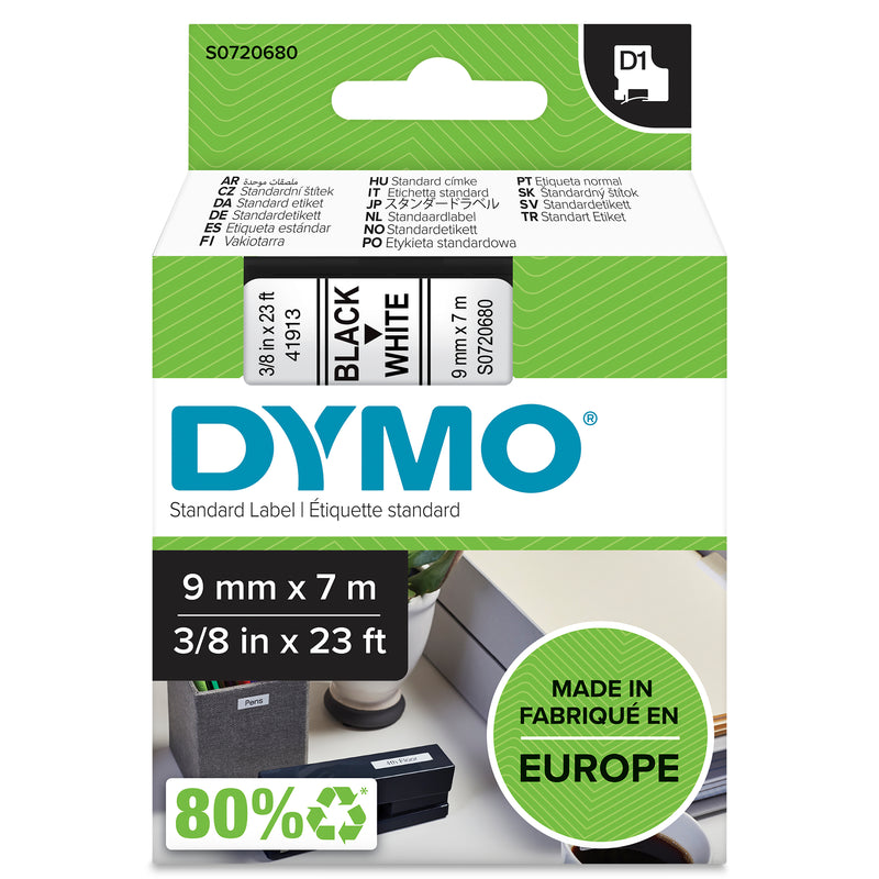 Dymo D1 Label Tape 9mm Black on White - product image