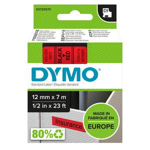 Dymo D1 Label Tape 12mm Black on Red - product image