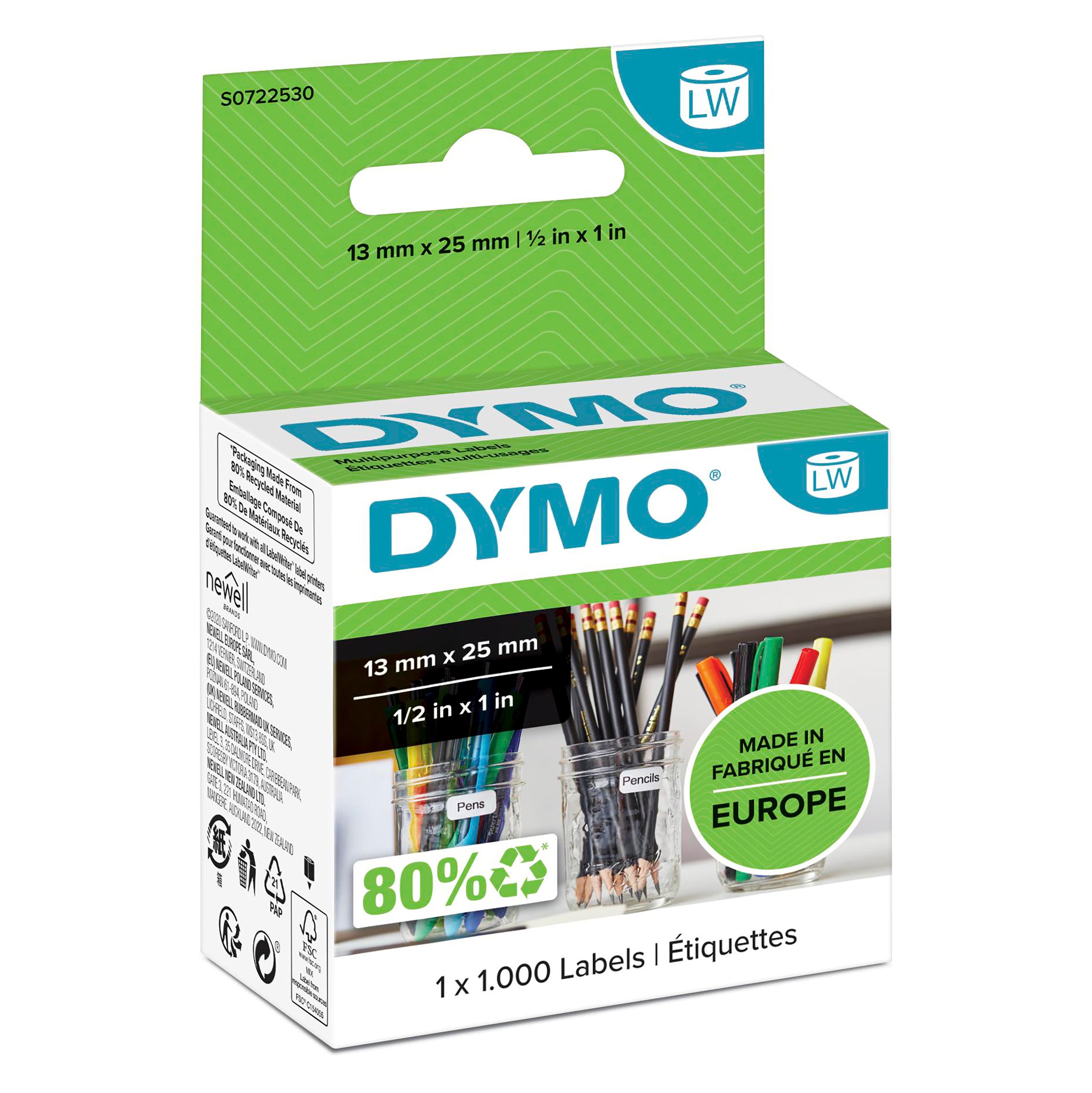 Dymo LabelWriter Multi Purpose Labels 13mm x 25mm - 3D view
