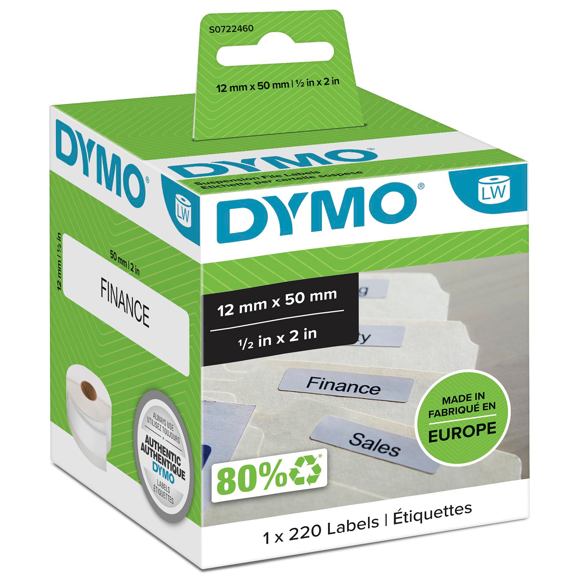 Dymo LabelWriter Suspension File Labels 12mm x 50mm - 3D view